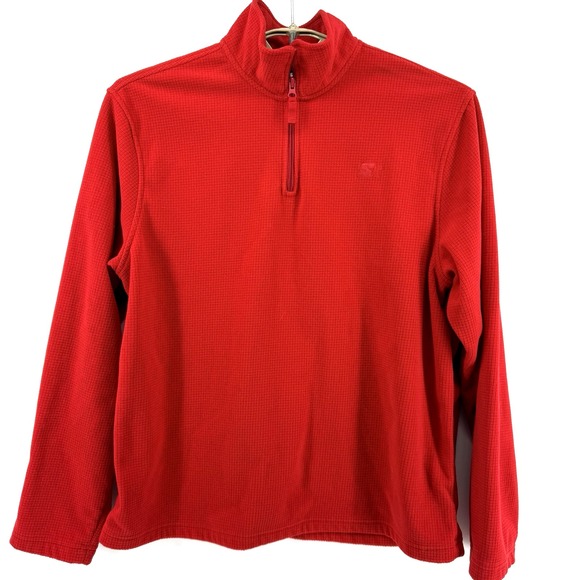 Starter 1/4 Zip Pullover Fleece Men's L 42-44 Red  Long Sleeve Honeycone Pattern - Picture 1 of 10